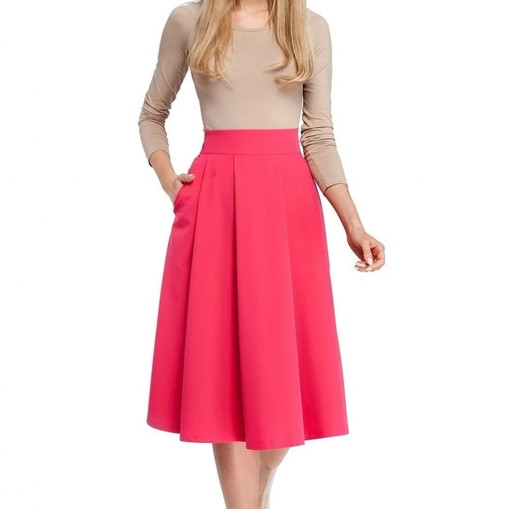Knee-Length Flared Skirt with Pockets
