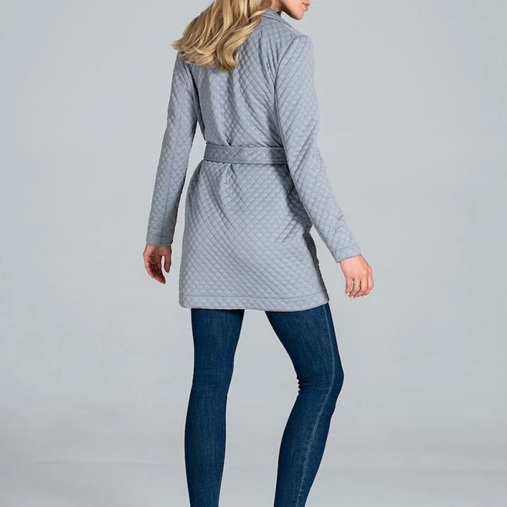 Quilted Belted Coat with Collar