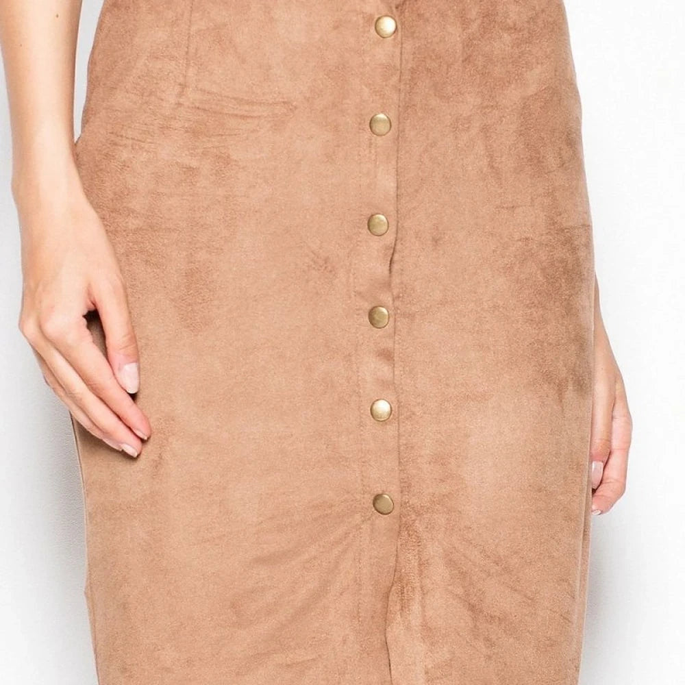 Midi Pencil Skirt with Decorative Buttons