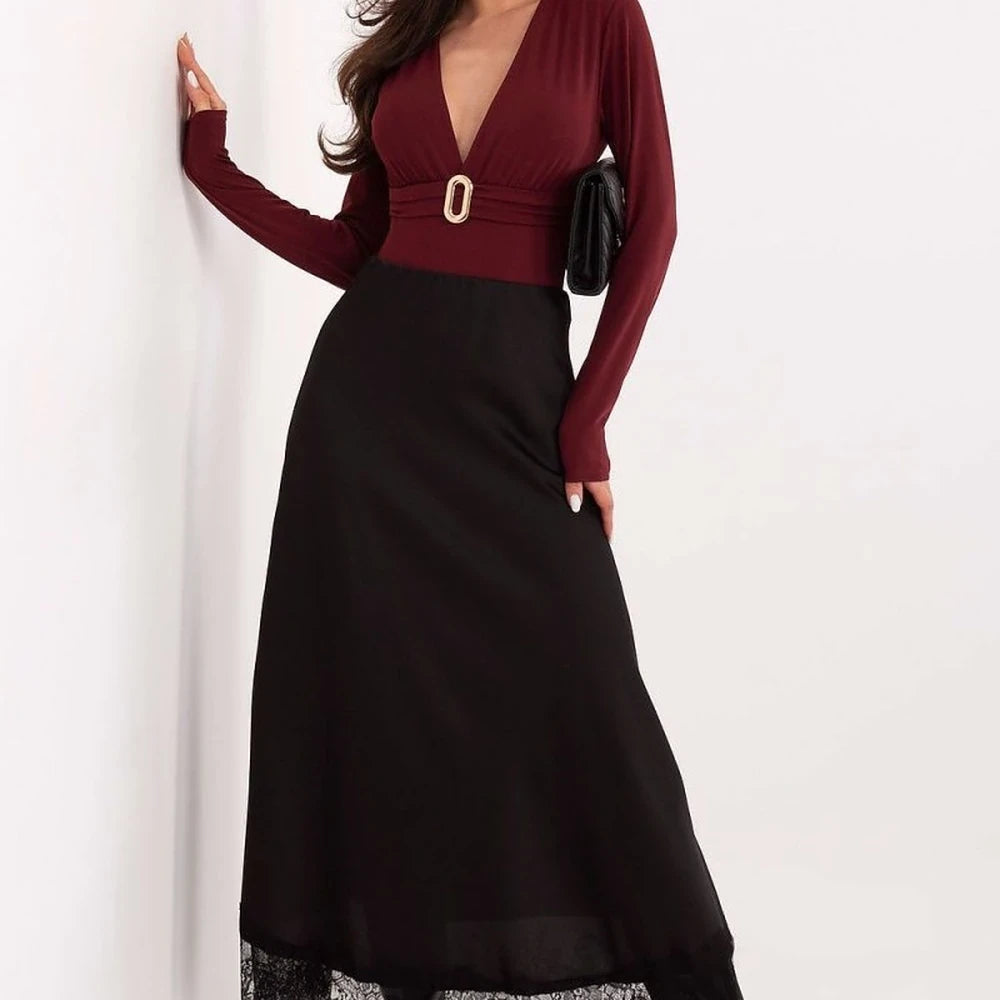 Red Long Sleeve Body with Deep Neckline