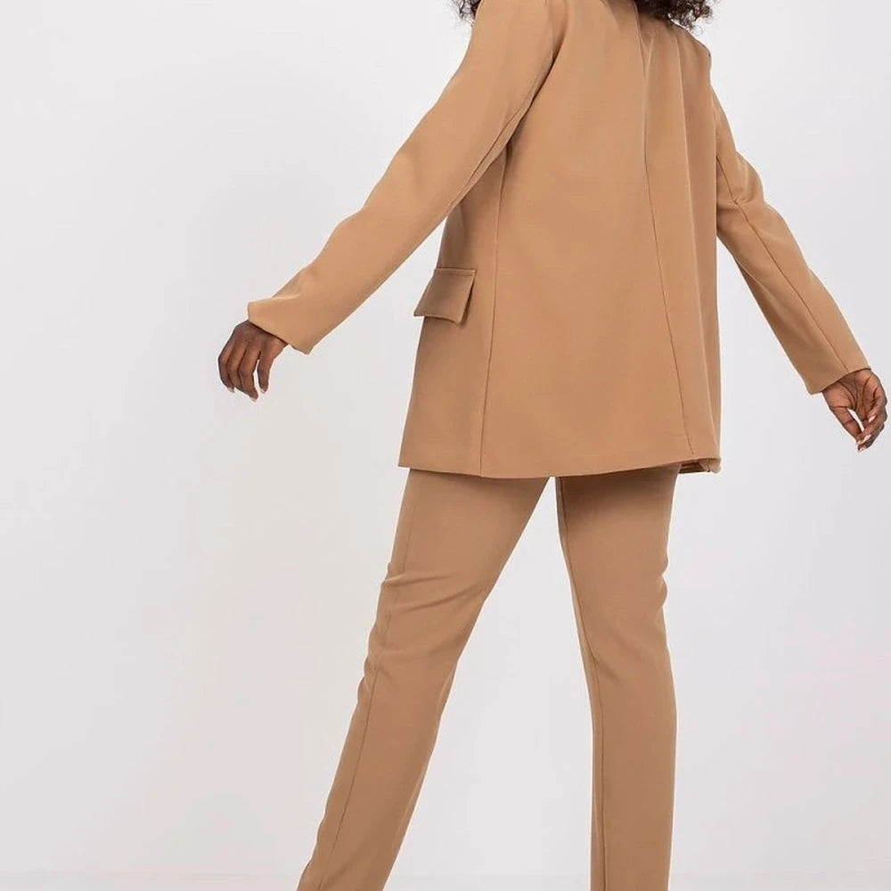 Long Sleeve Button Jacket with Shoulder Pads