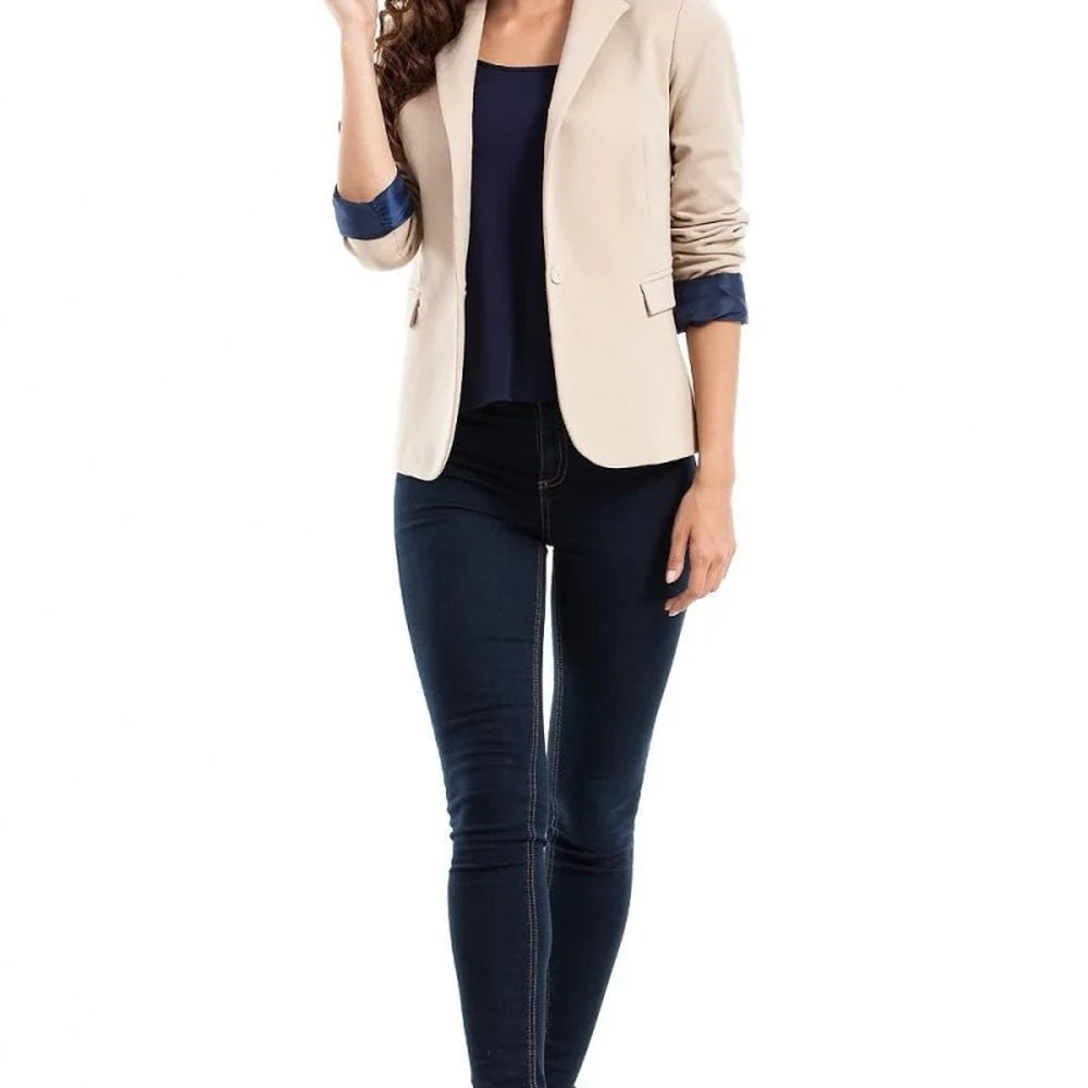 Black Cotton Blend Jacket with Rolled Sleeves