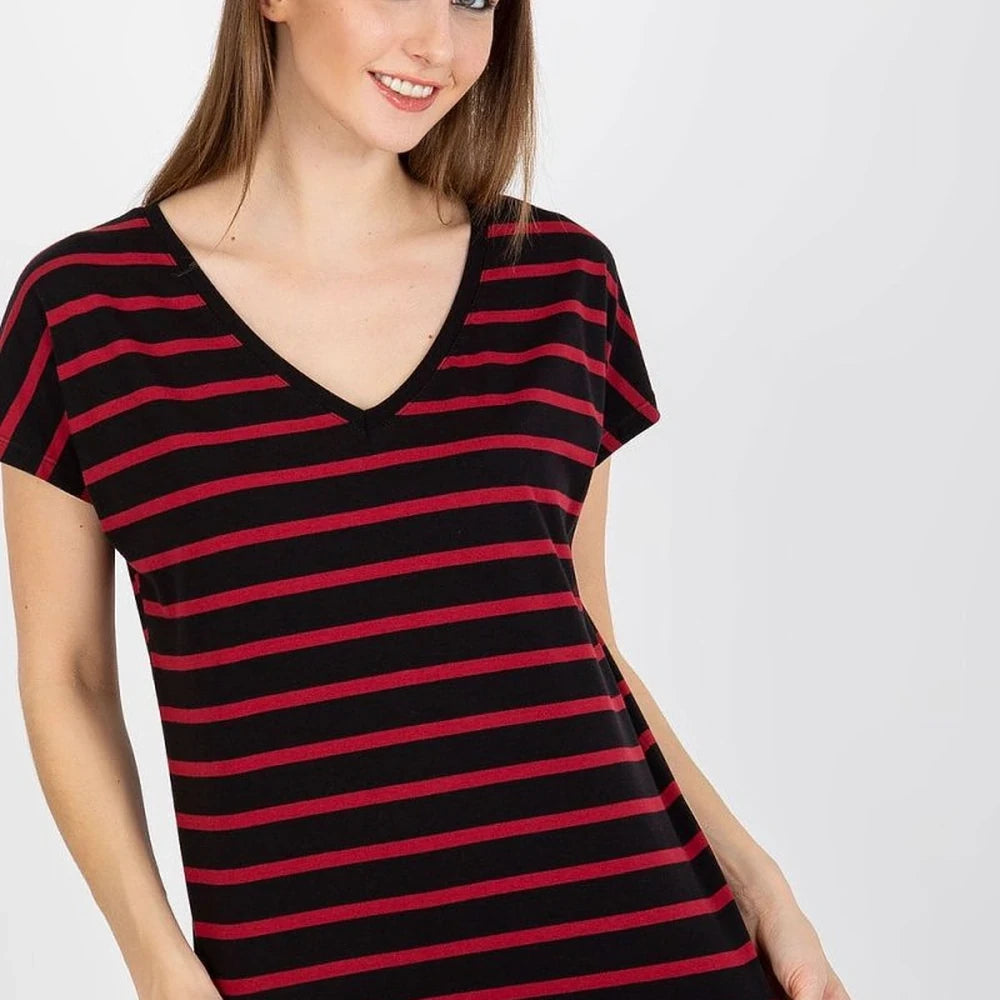 Striped Heart Neck T-Shirt