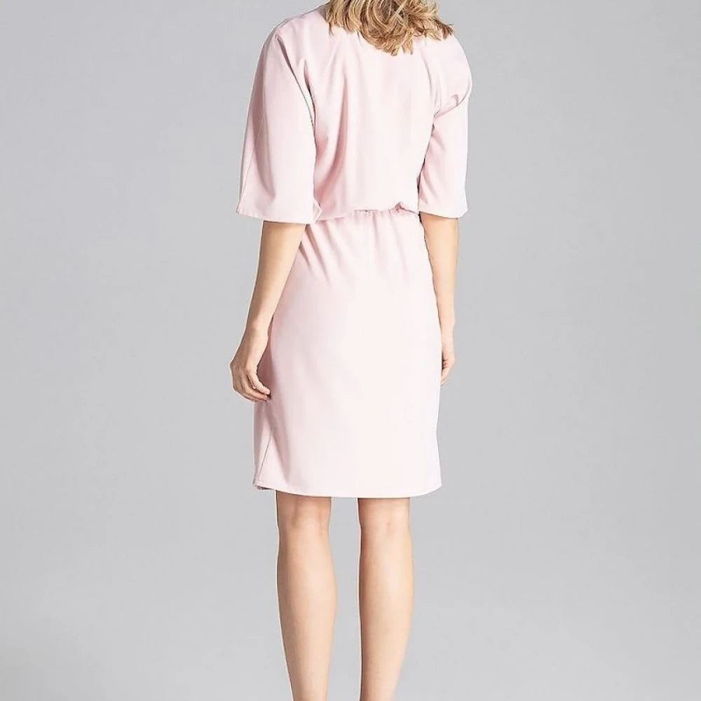 Yellow Knee-Length Dress with Elastic Waist