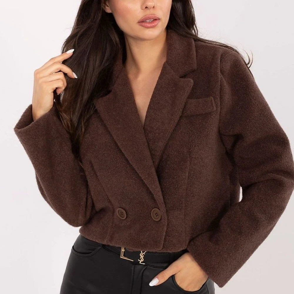 Short Brown Double-Breasted Coat