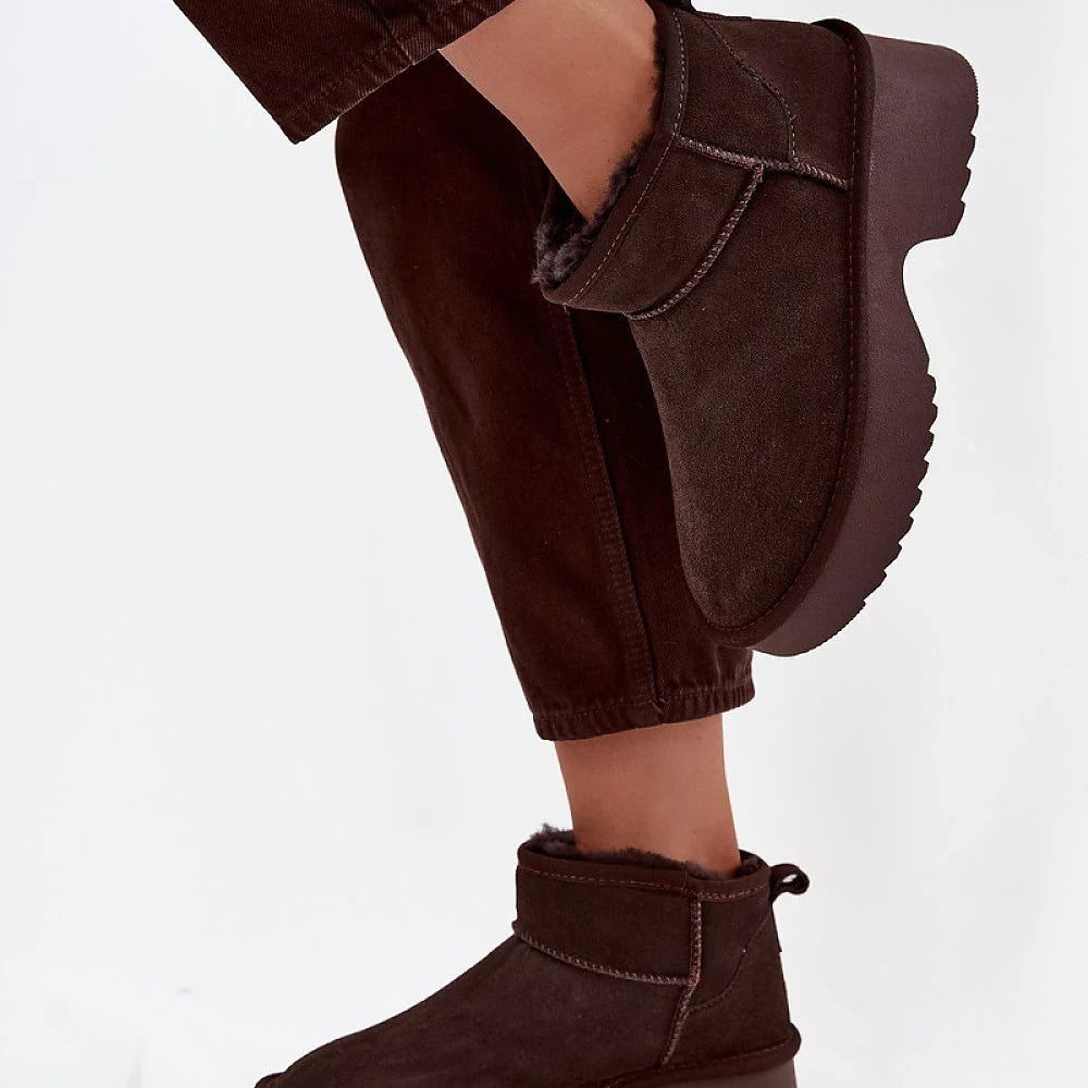 Women's Suede Snow Boots with Fur Lining