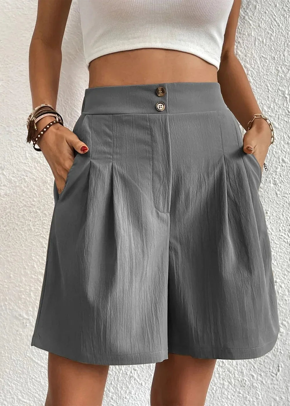 Pocketed Drawstring Waist Shorts