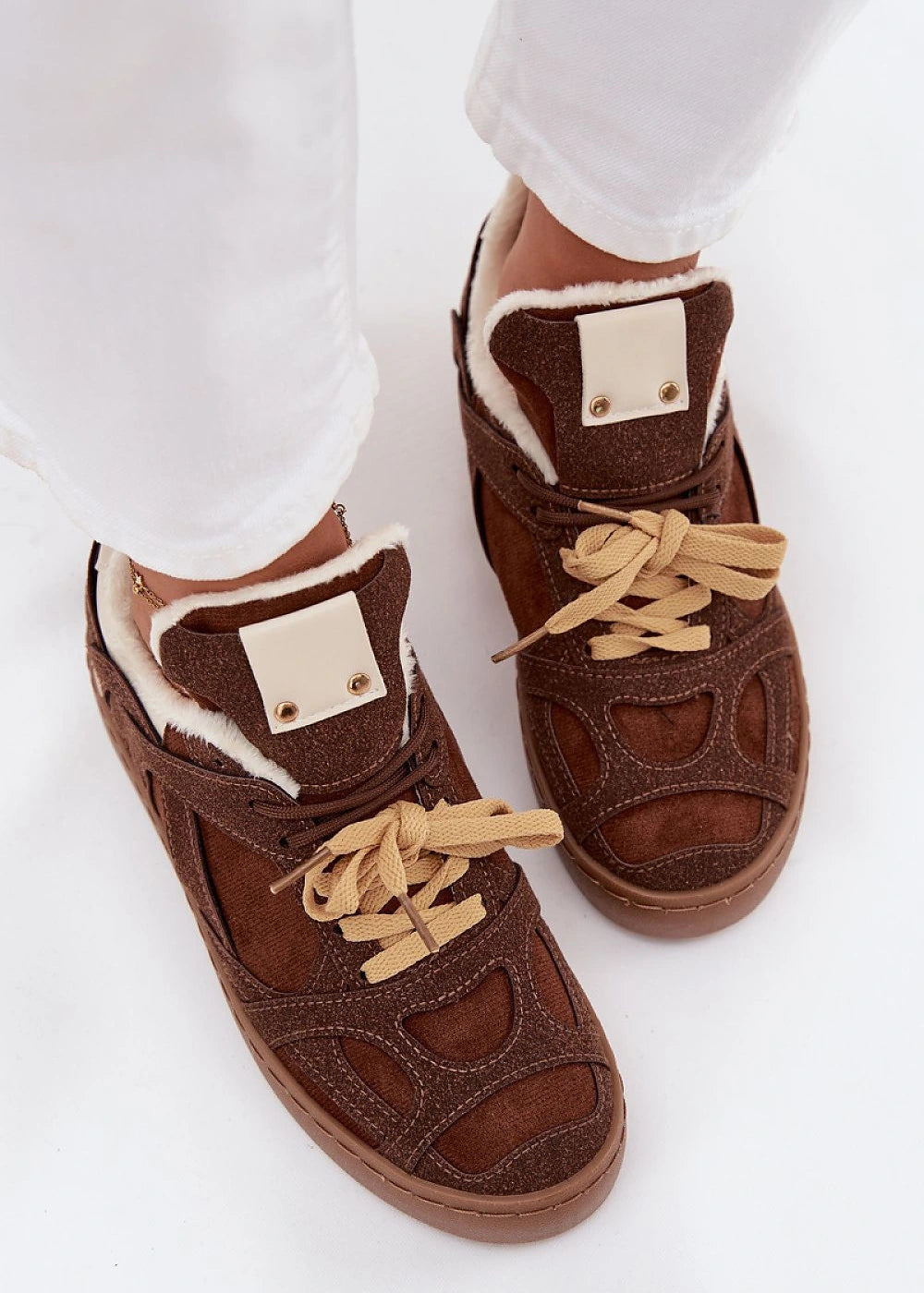 Eco suede fur lined sports shoes