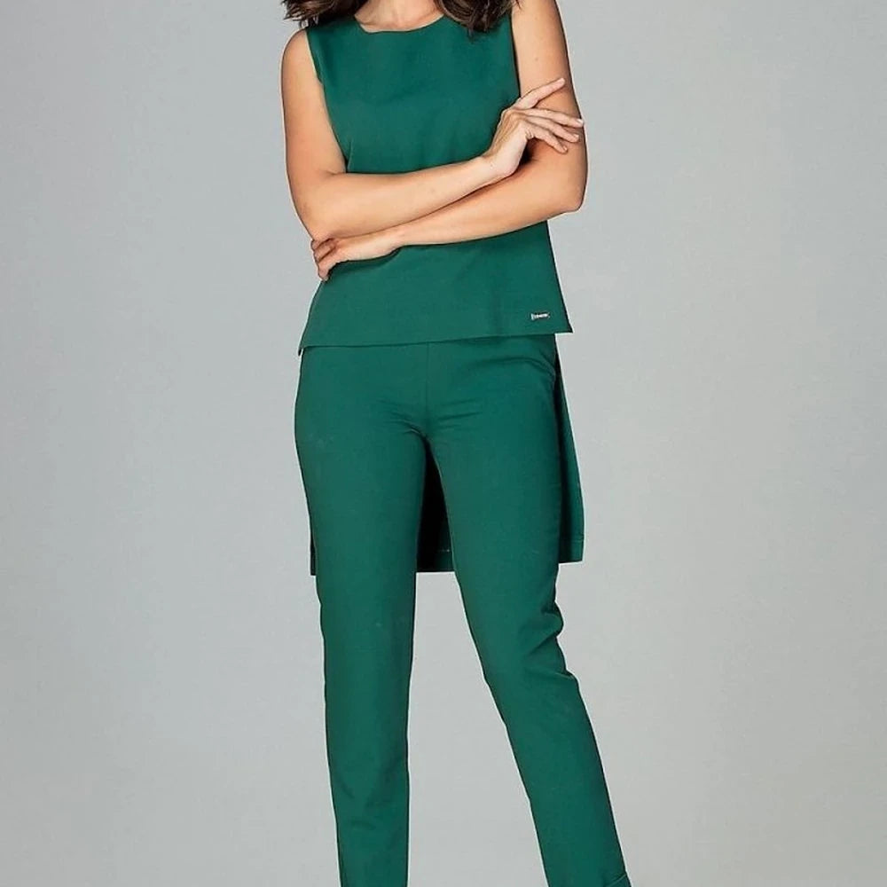 Sleeveless Blouse & Trousers Set