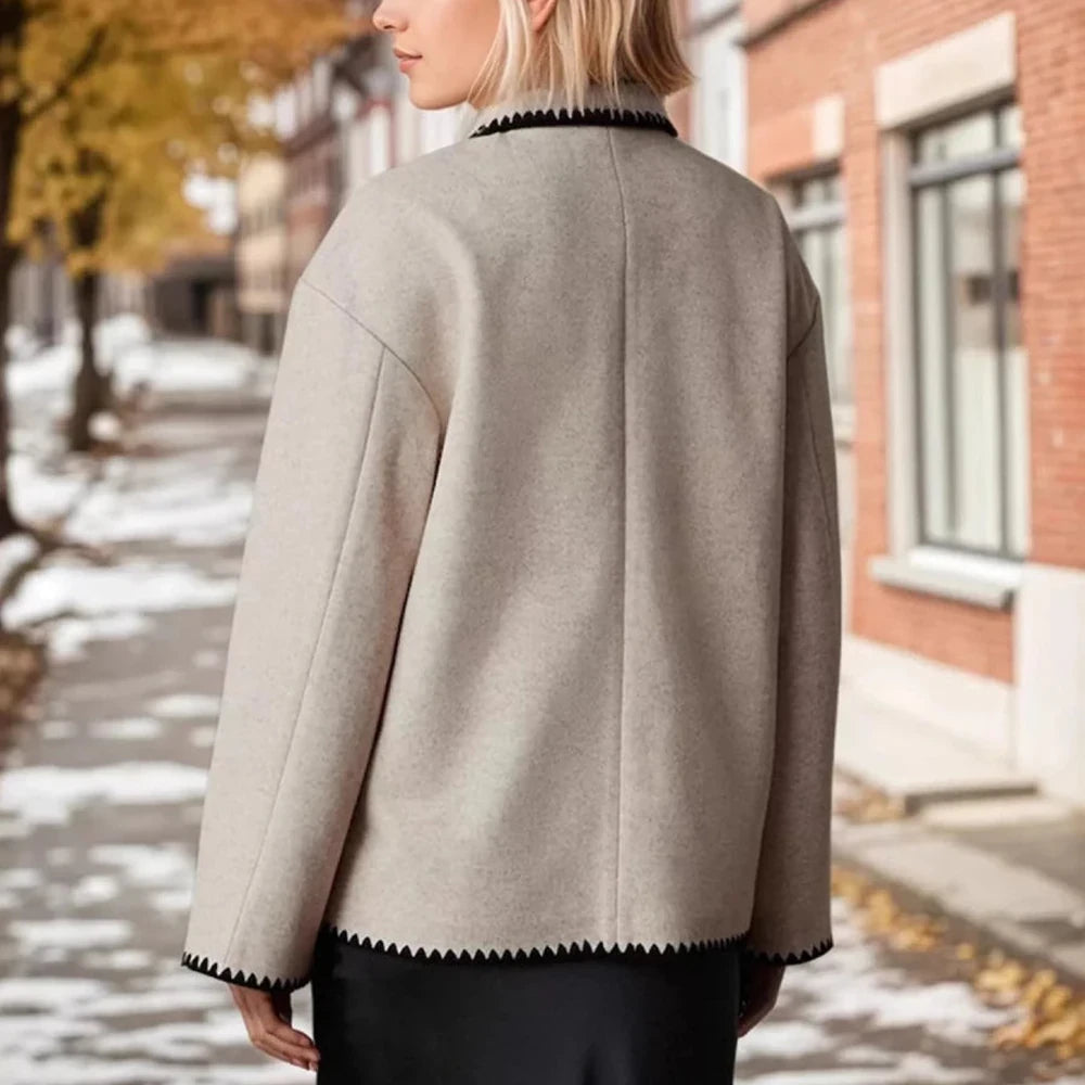 Contrast Trim Zip-Up Jacket