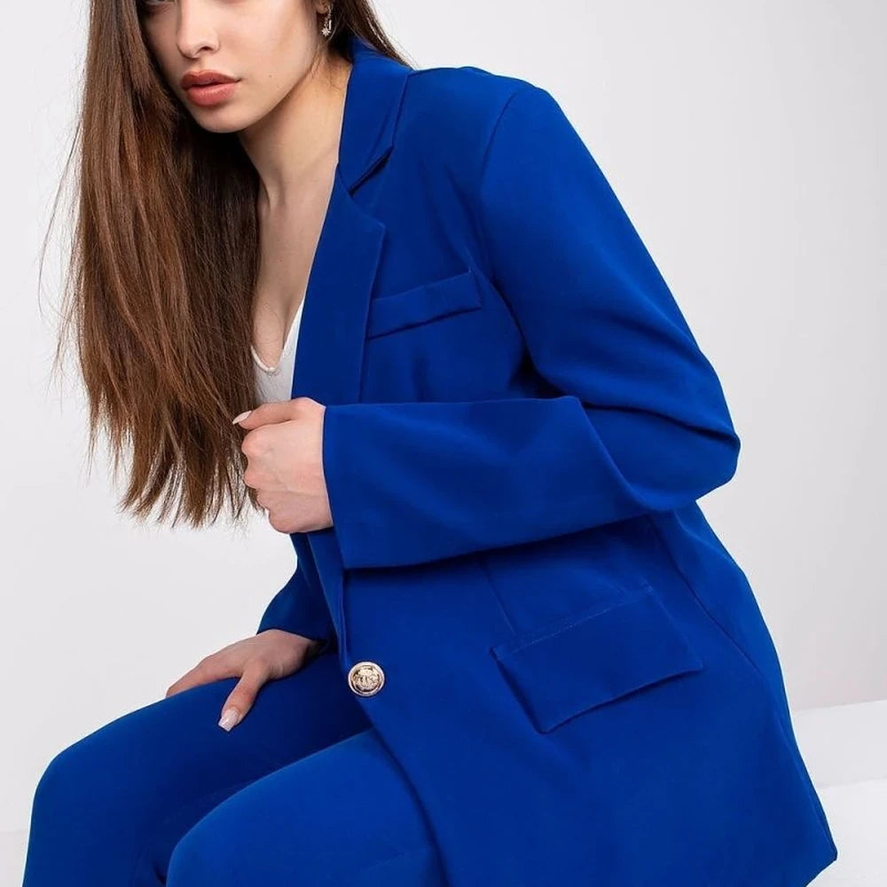 Long Sleeve Button Jacket with Shoulder Pads