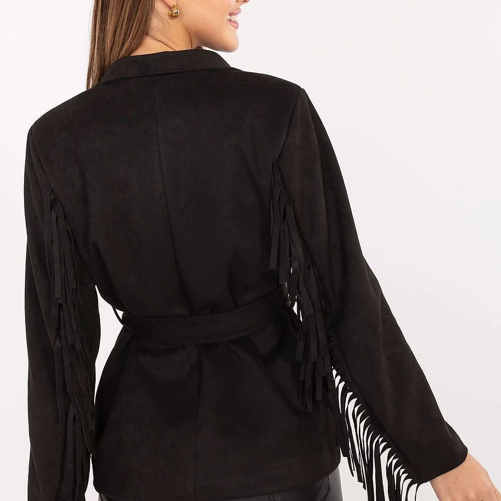 Rue Paris Suede Blazer with Fringe