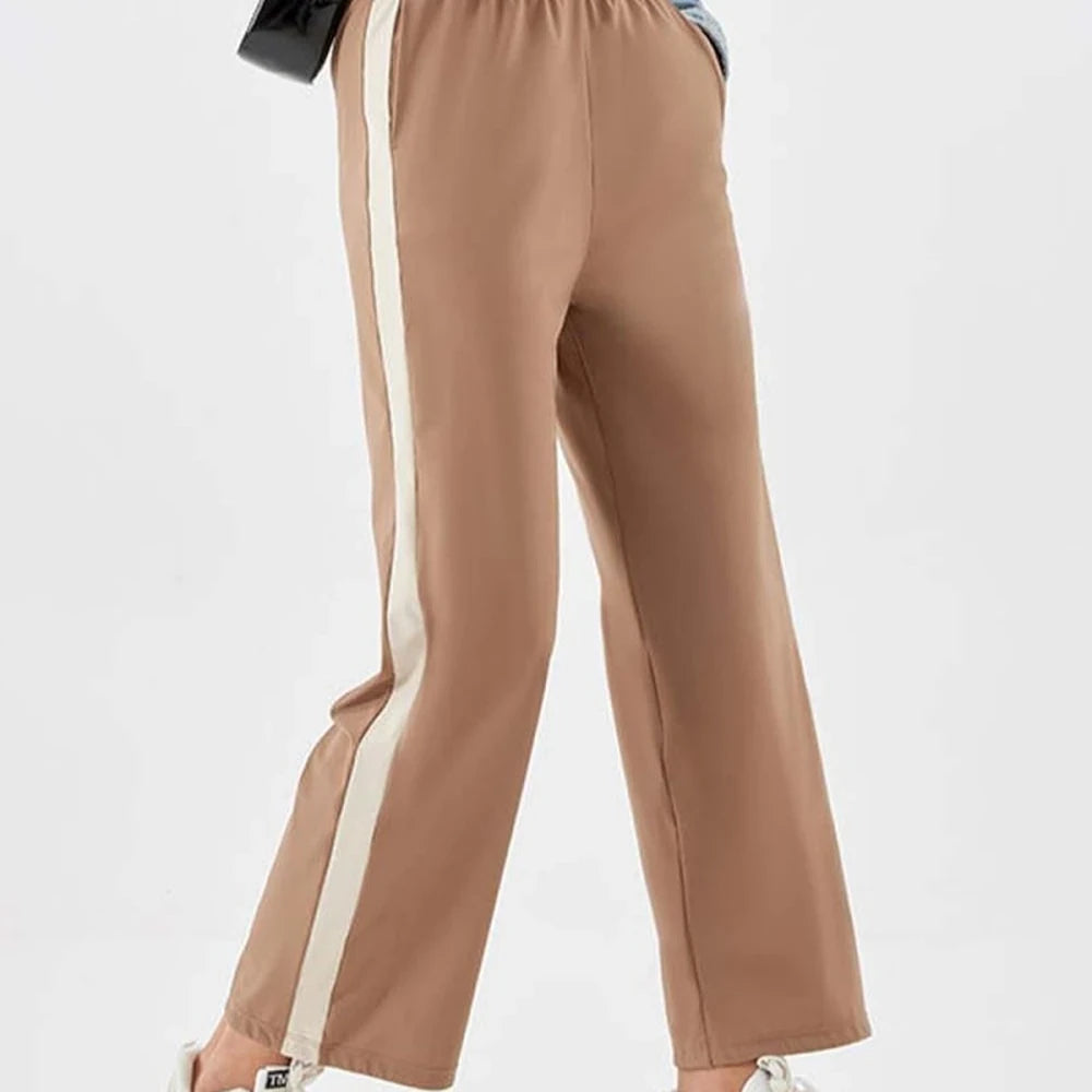 Solid Seam Detail Sporty Long Pants
