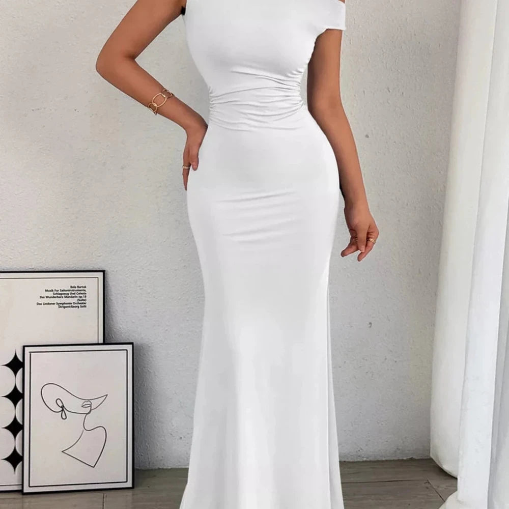 One-Shoulder Ruched Bodycon Maxi Dress
