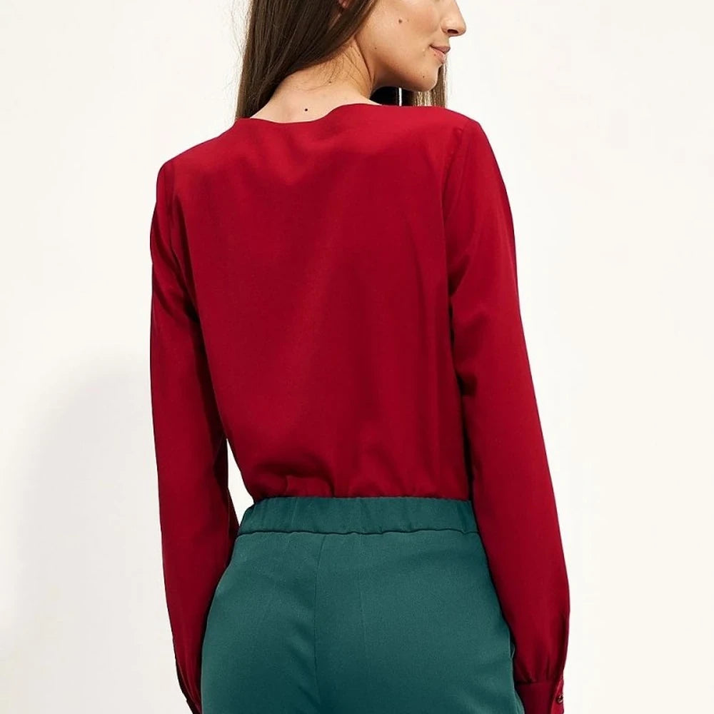 Women's Long Sleeve Shirt with Button Neckline