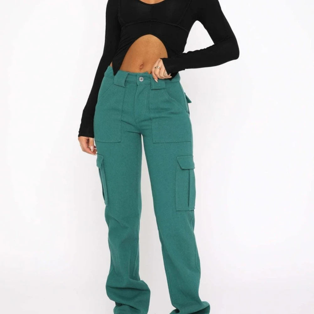 Straight Leg Cargo Pants with Pockets