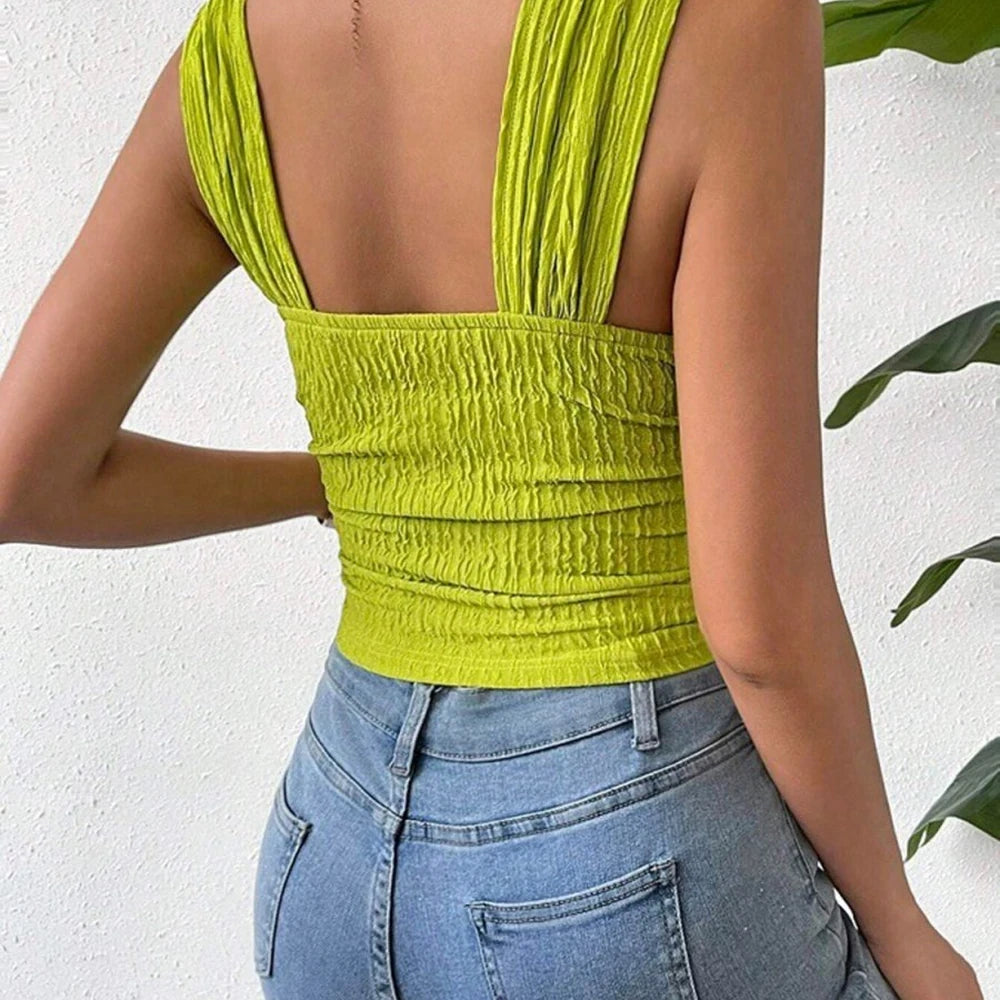 Textured Square Neck Tank Top