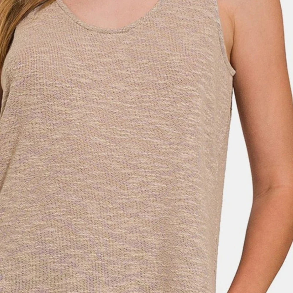 Curved Hem Round Neck Tank Top
