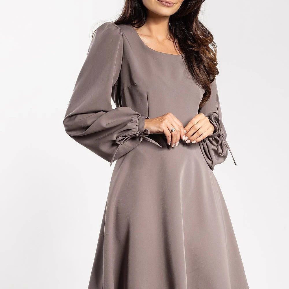 Flared Mini Dress with Puffy Sleeves