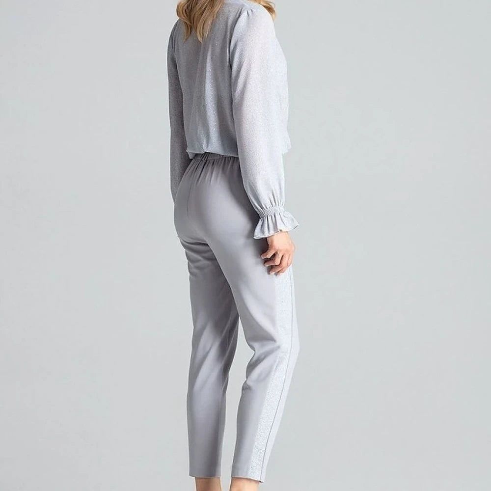 Women's Tapered Trousers with Brocade Stripes