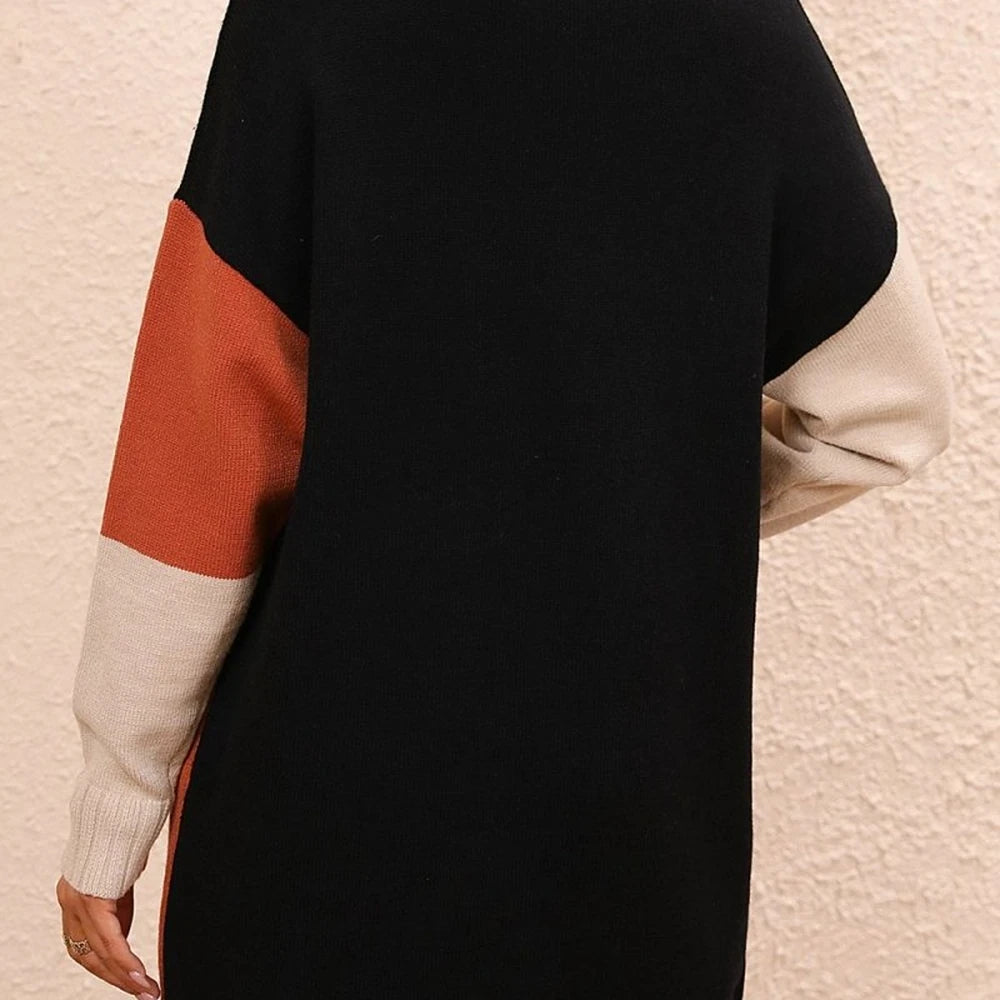 Color Block Mini Sweater Dress