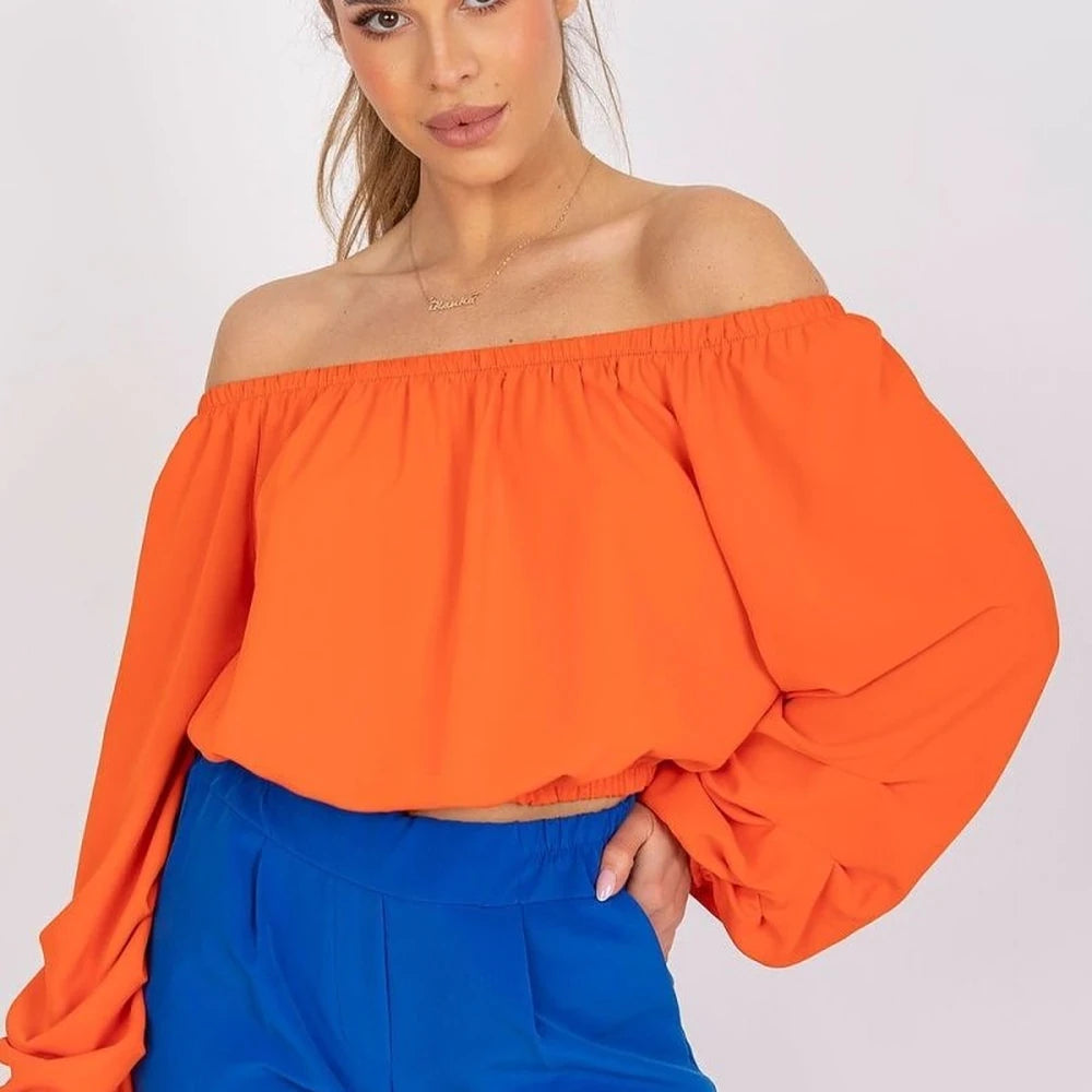 Polyester Blouse Off-Shoulder Wide Sleeves