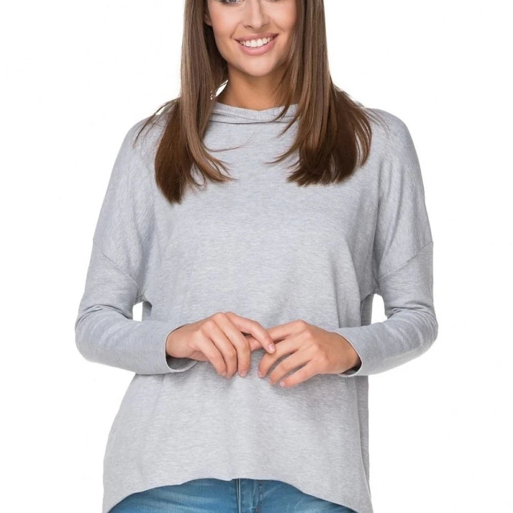 Knit Hooded Sweatshirt with Raw Edges