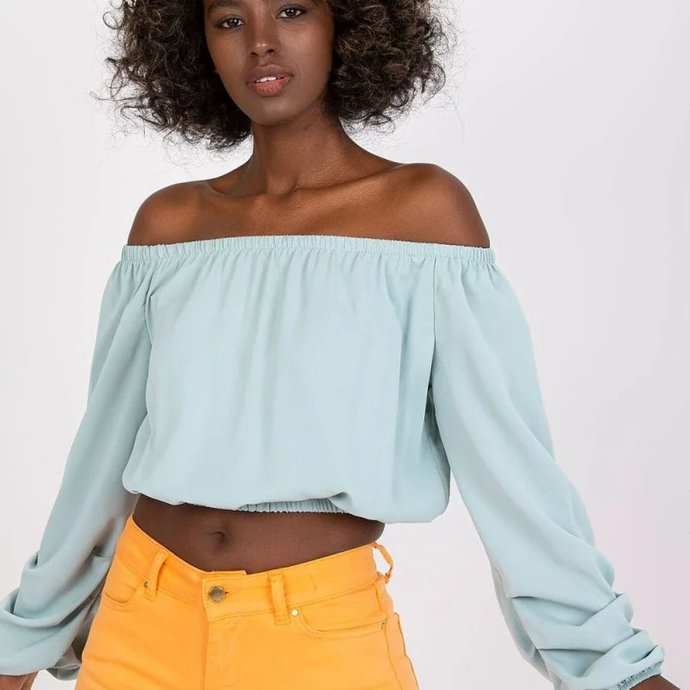 Polyester Blouse Off-Shoulder Wide Sleeves