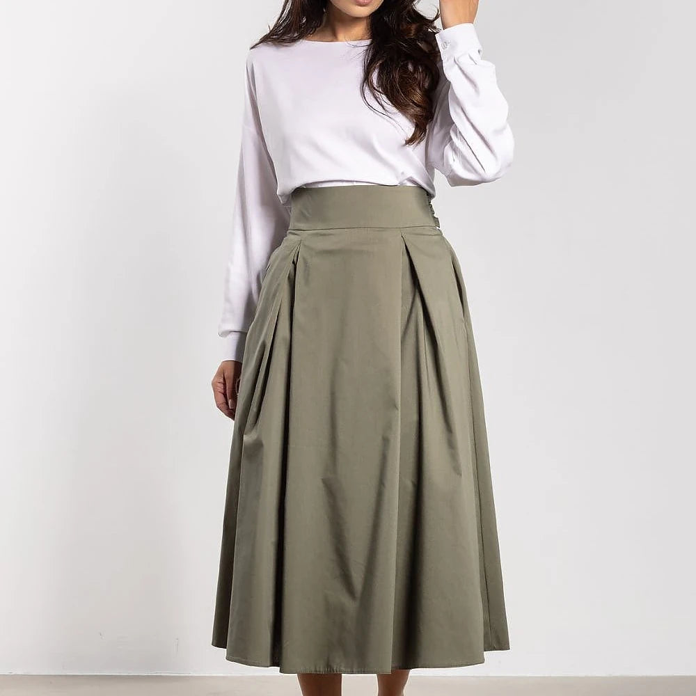 Midi Skirt with Tie Belt