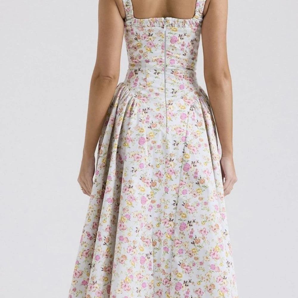 Floral Square Neck Midi Dress