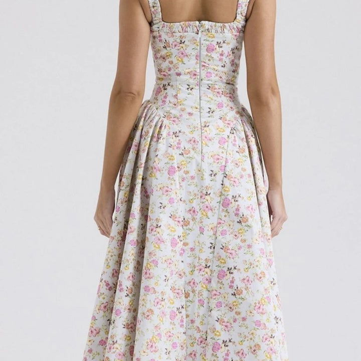 Floral Square Neck Midi Dress