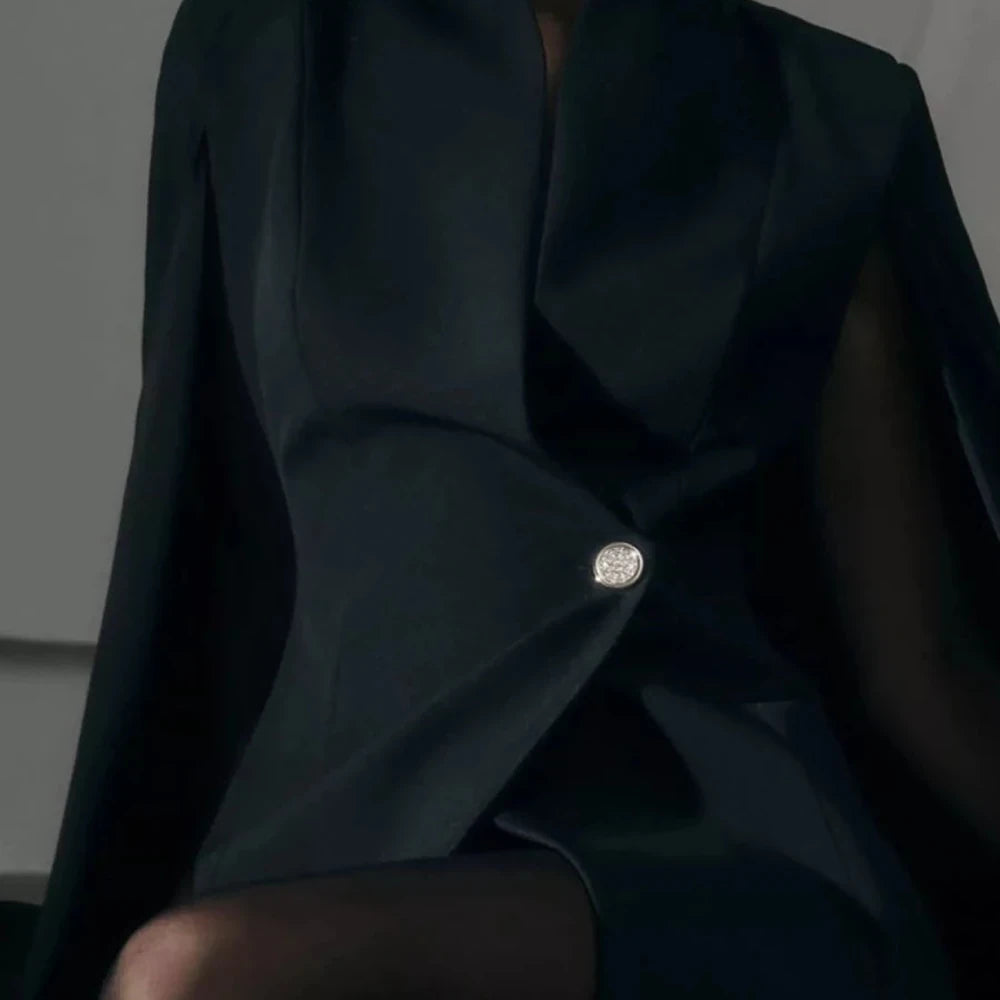 Fitted Blazer Dress with Cape Sleeves