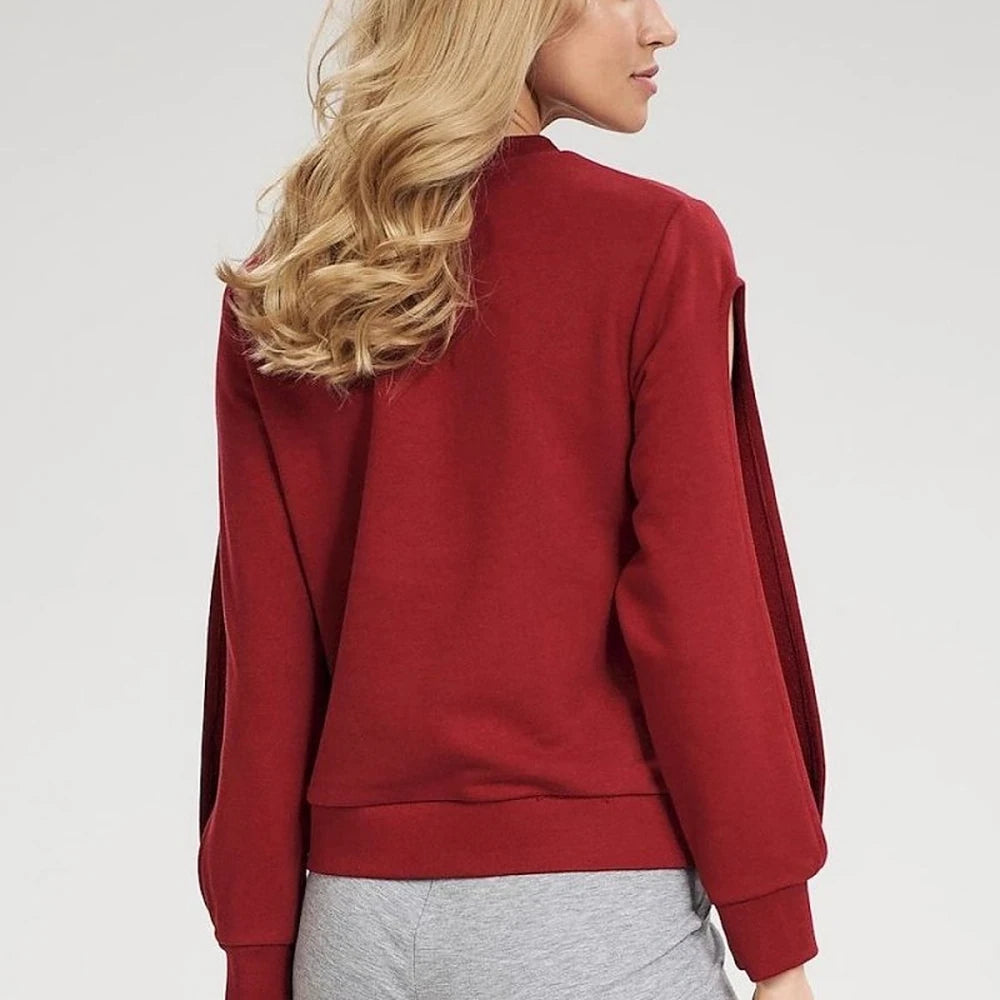 Cotton Sweatshirt Ribbed Cuffs Long Sleeve