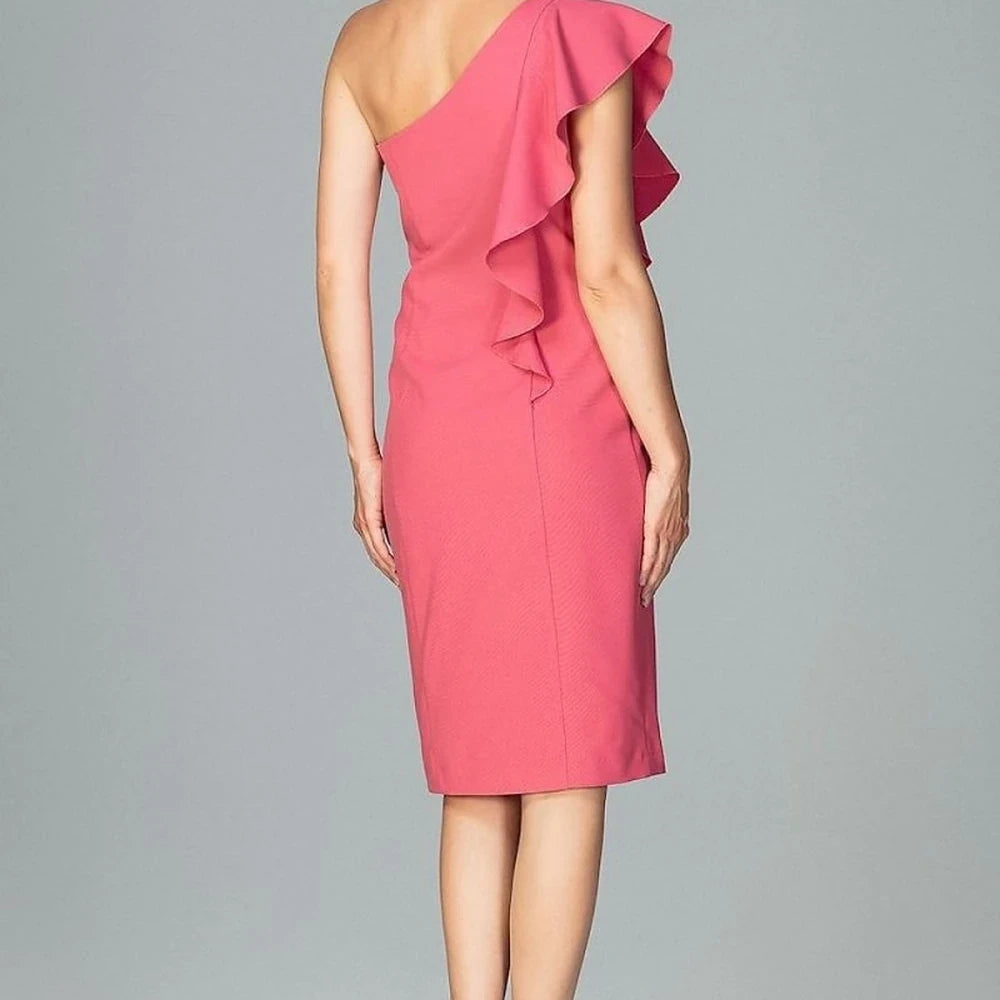One Shoulder Ruffle Cocktail Dress