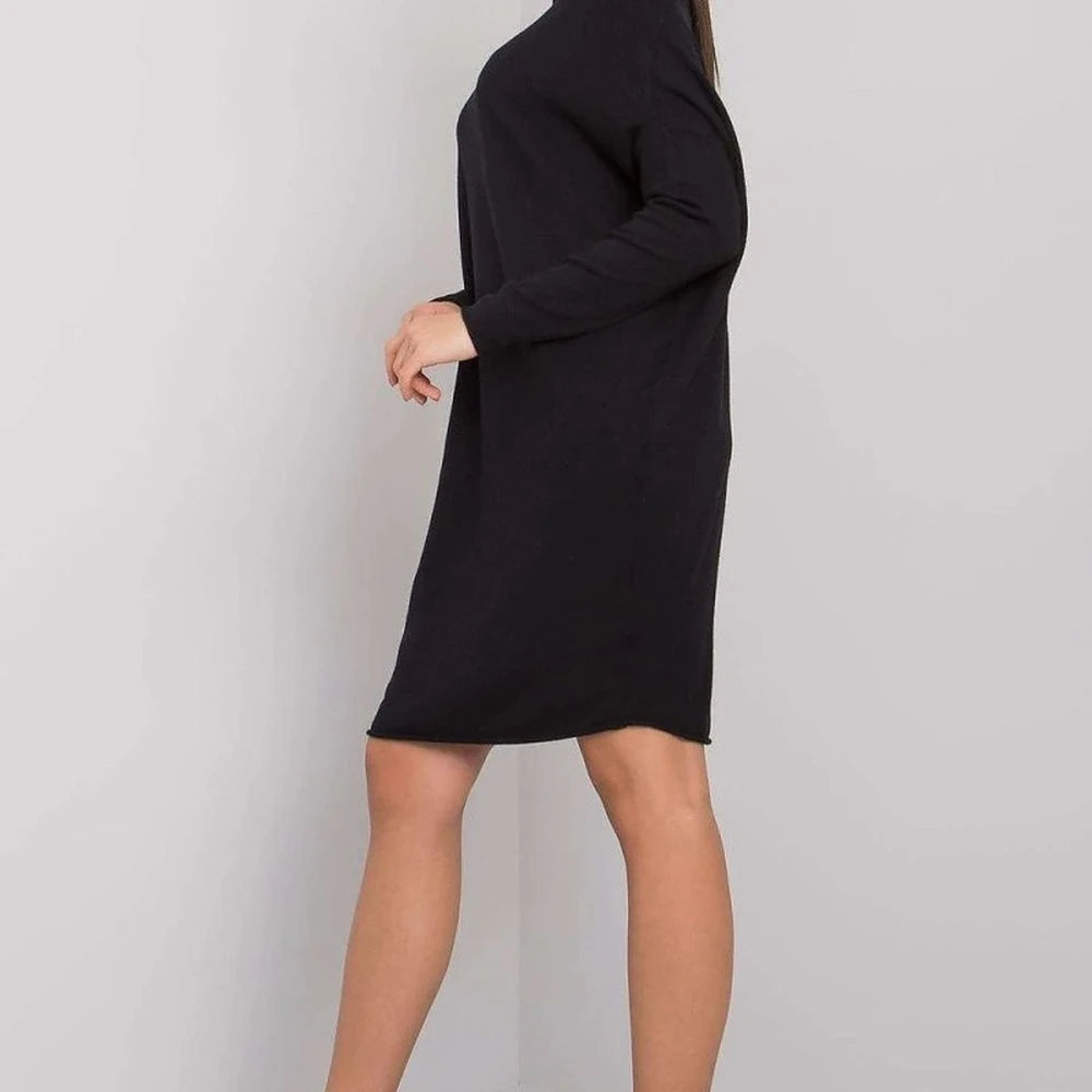 Black Knit Midi Dress with Long Sleeves