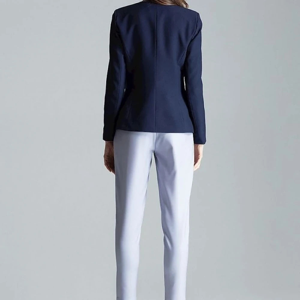 Patterned One-Button Jacket with No Lapels