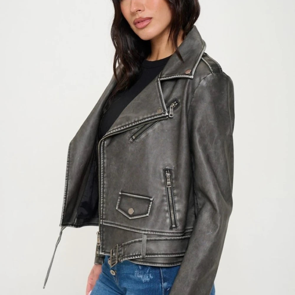 Button Up Geometric Dropped Shoulder Jacket