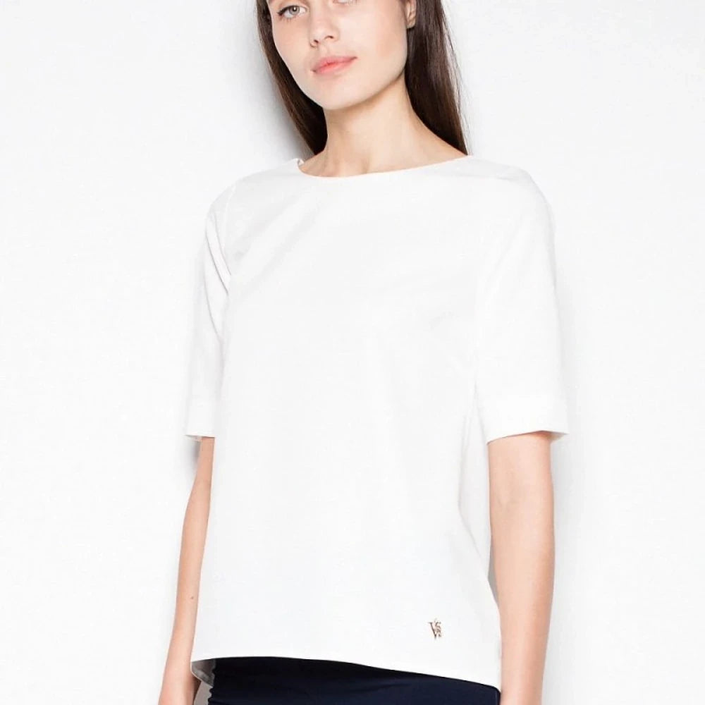 Short Sleeve Cut-Out Back Blouse