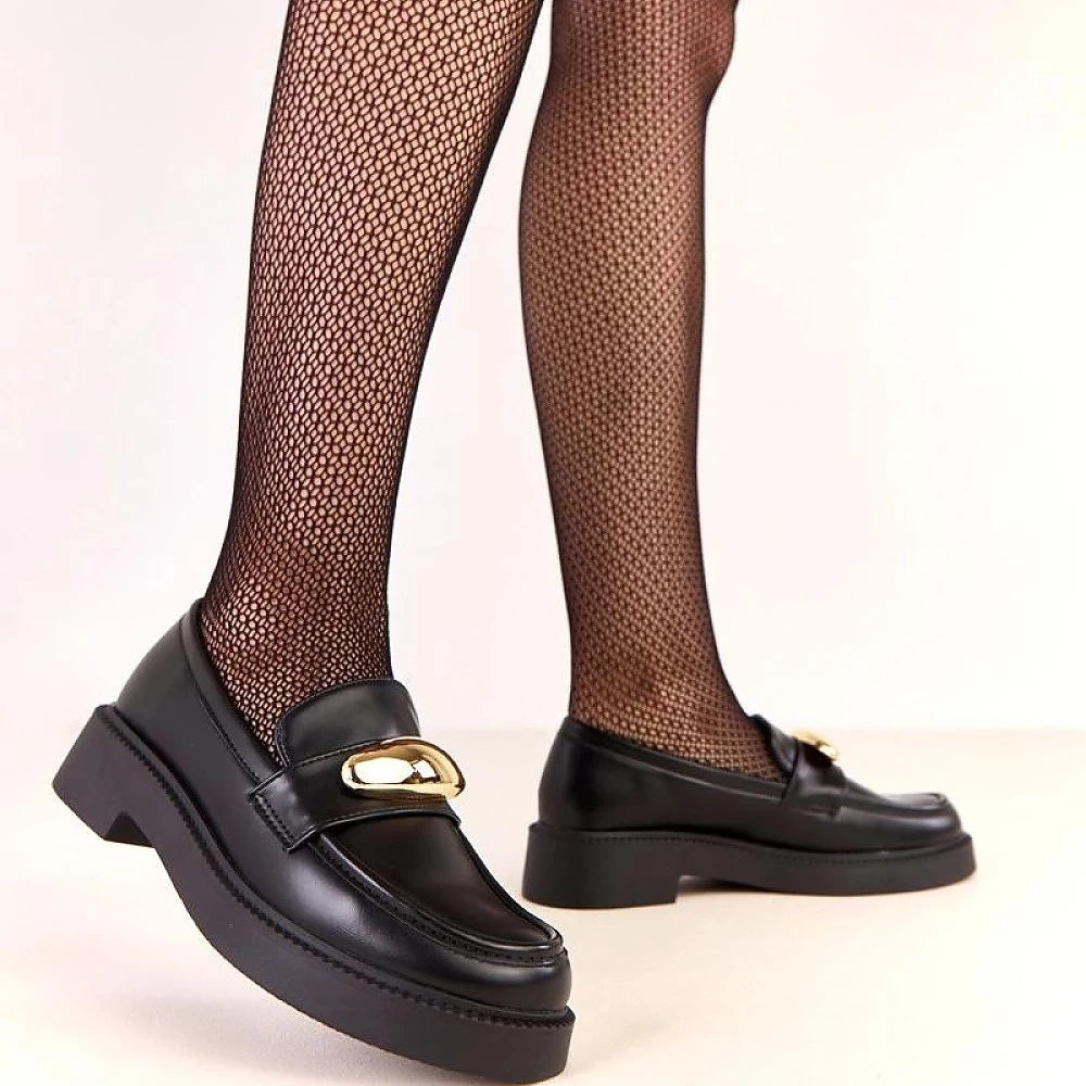 Women's Black Vegan Leather Loafers