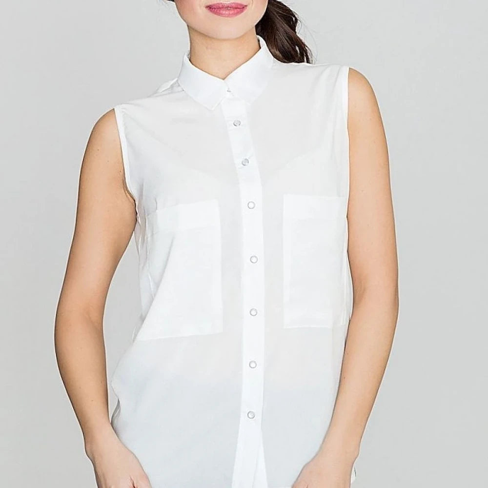 Sleeveless Shirt with Pearl Details