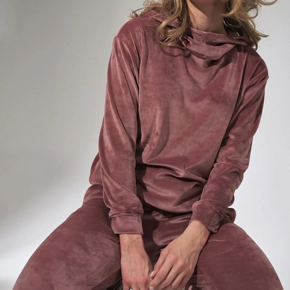 Green Velour Tracksuit Trousers with Drawstring Waist