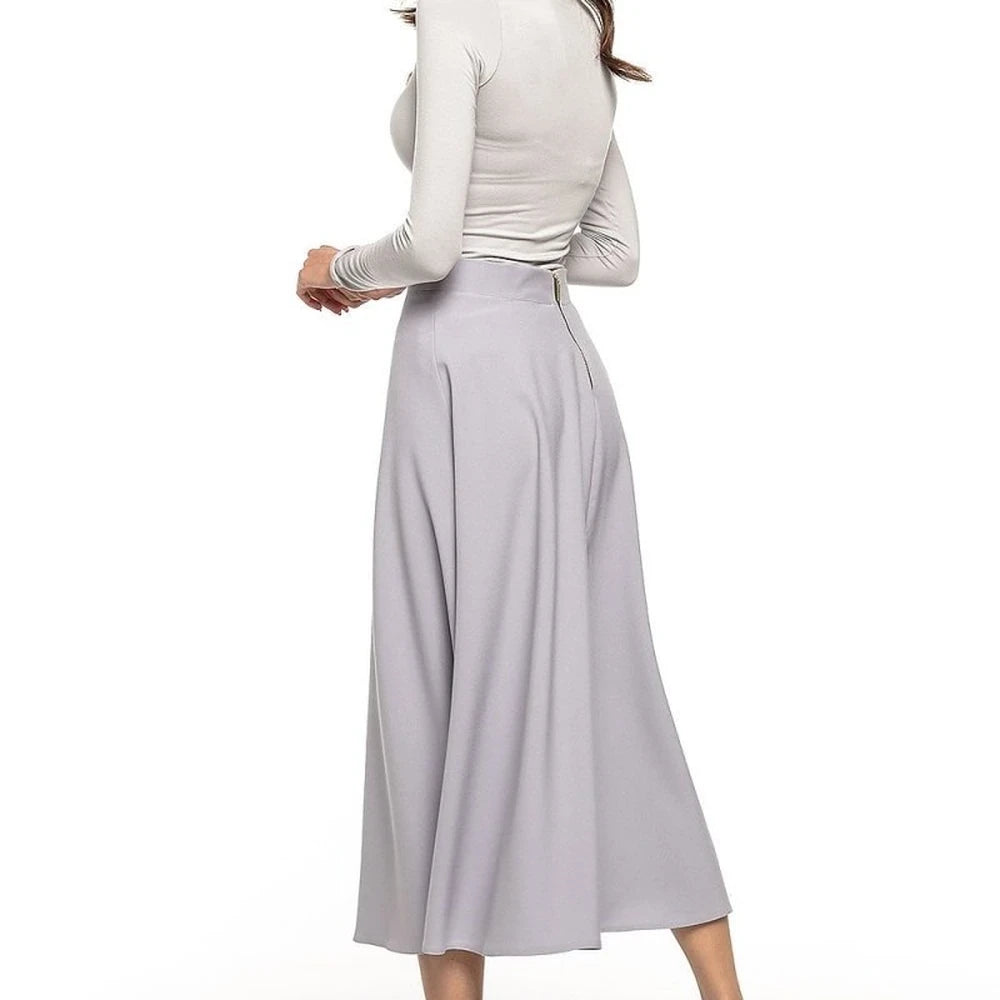 Midi Skirt with Belt and Zipper Detail