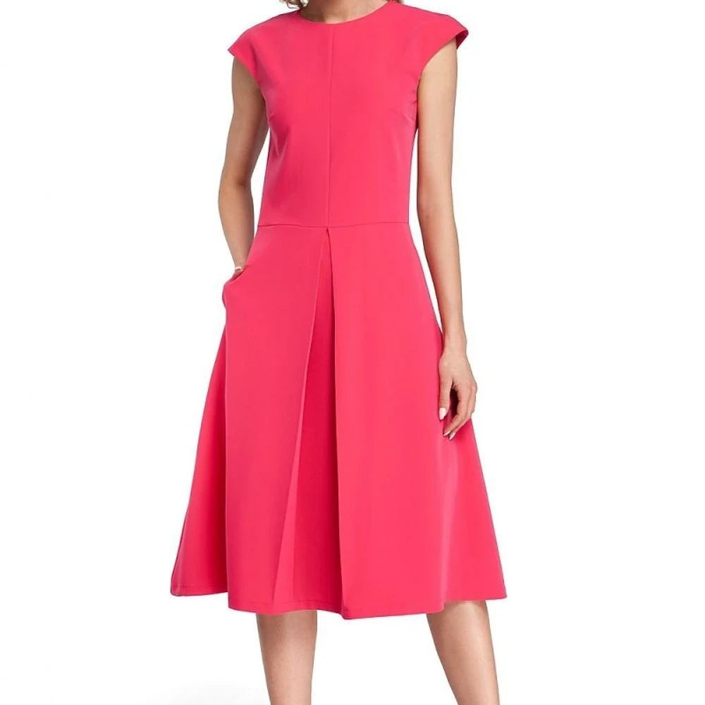 Classic Midi Dress with Pleated Skirt