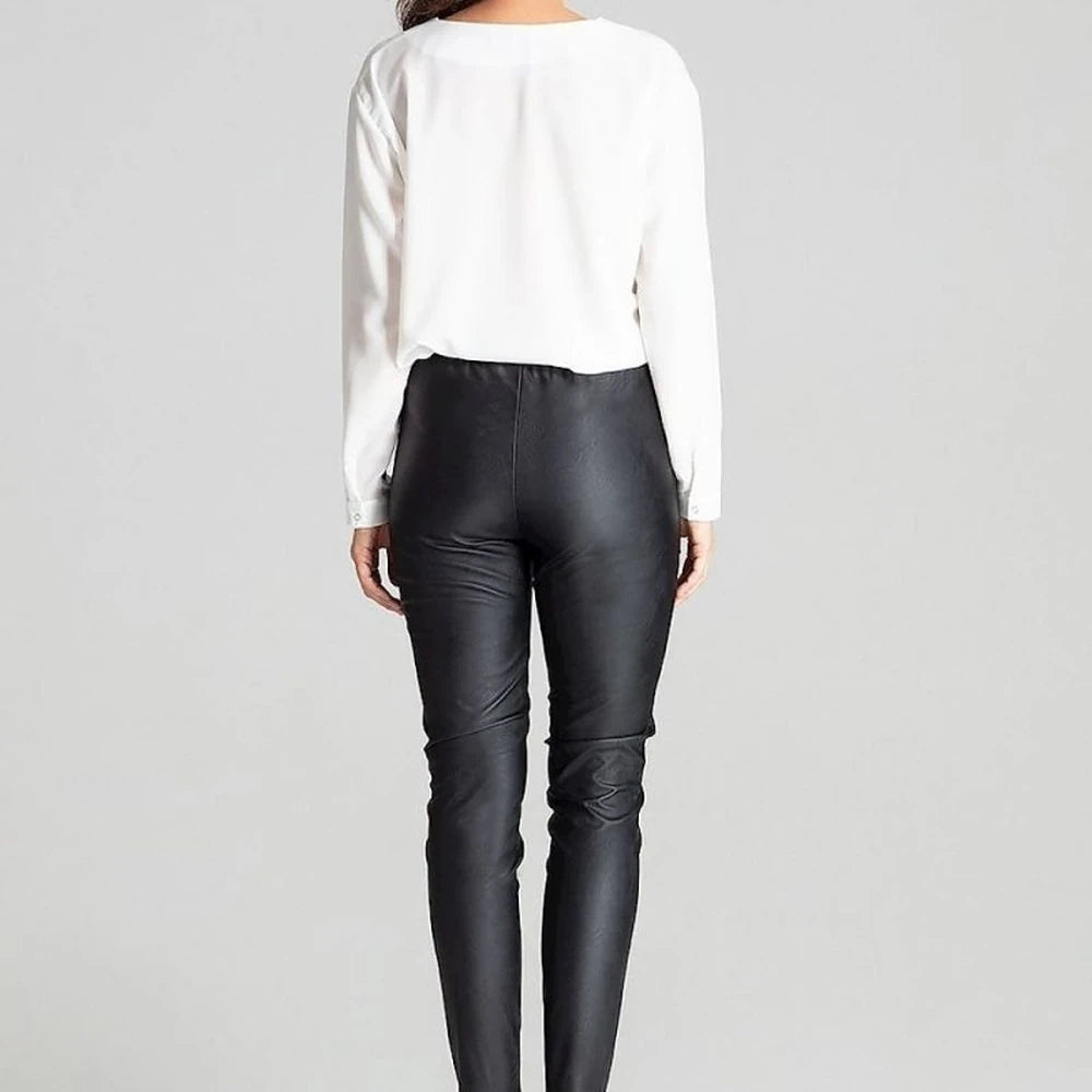 Grey Faux Leather Trousers