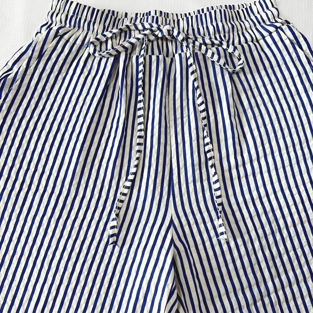 Striped Drawstring Waist Pants