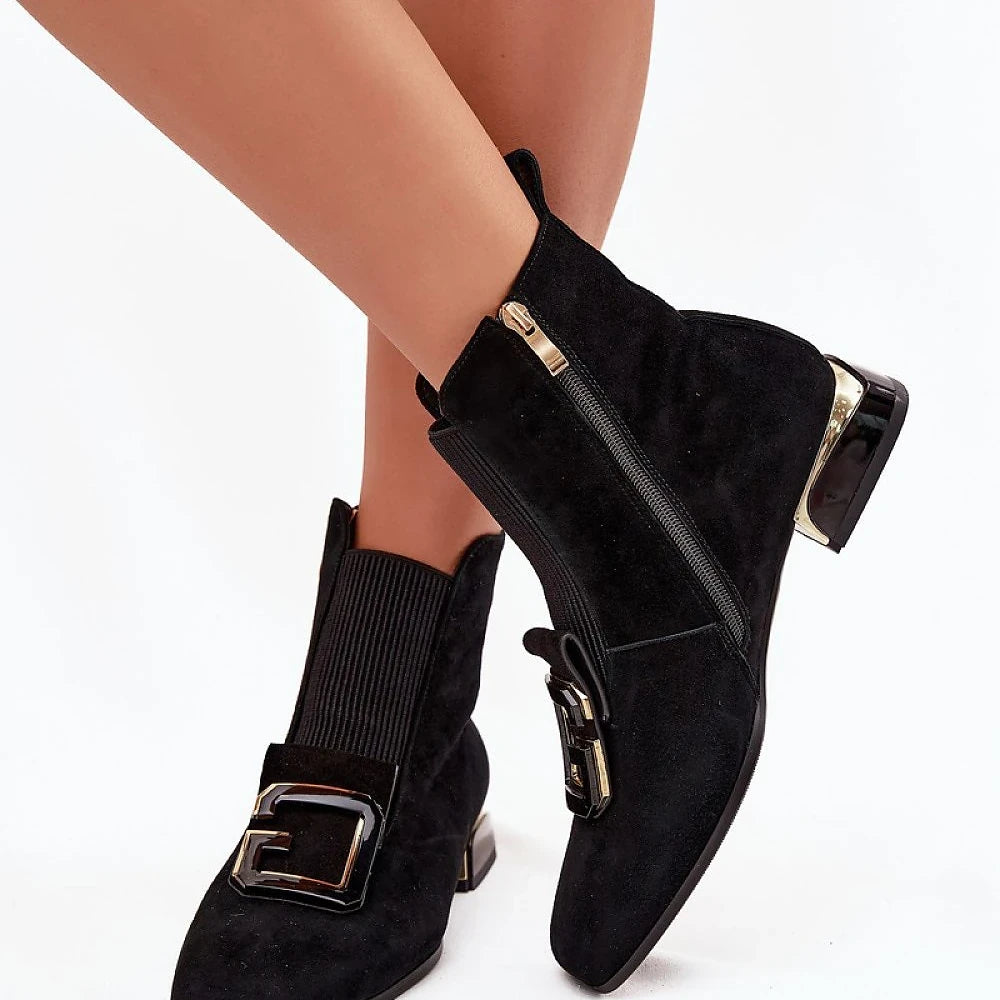 Women's Black Suede Ankle Boots