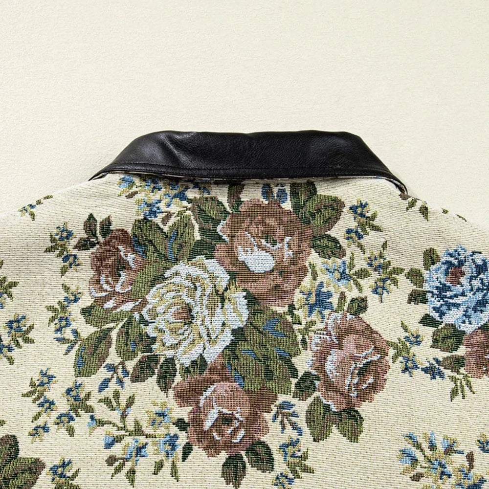 Floral Zip Up Collared Jacket