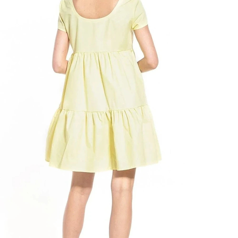 Boat Neck Short Sleeve Cotton Dress