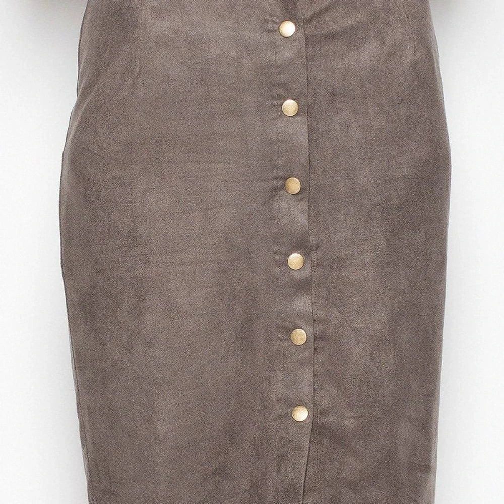 Midi Pencil Skirt with Decorative Buttons