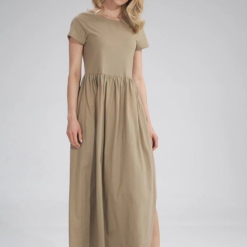 Summer Cotton Maxi Dress with Slit